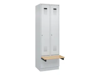 locker met bank,HxBxD 1950x600x815mm,2vak,vak B 300mm,cilinderslot - 2