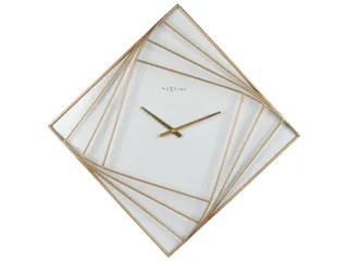 Wandklok Nextime groot 85x85cm metaal goud/wit Turning Time - 1