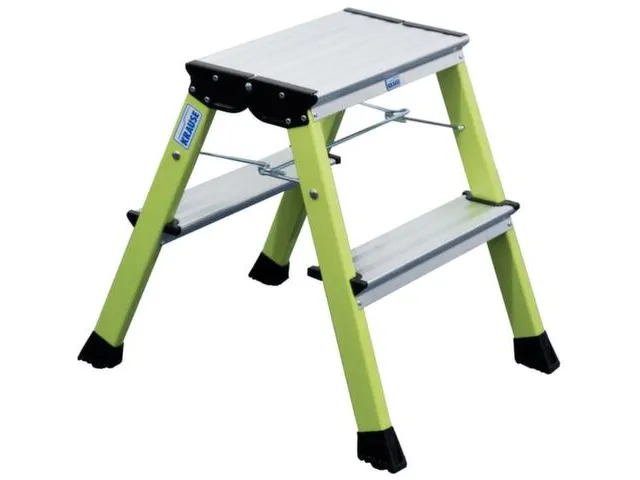 verrijdbaar vouwtrapje,aluminium,groen,bordes HxD 0,45x200m,2x2treden