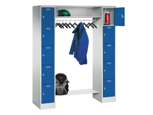 personeelsgarderobe draaigr. 1950x1500x500mm 2x5 vakken 300mm RAL5010