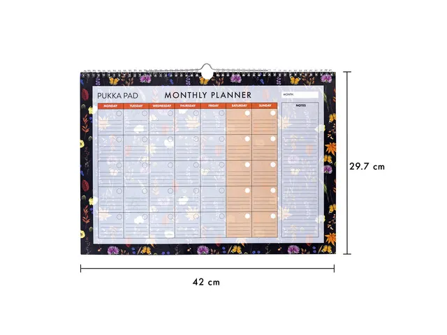 Maandplanner Pukka Pad Bloom 30x42cm ongedateerd zwart