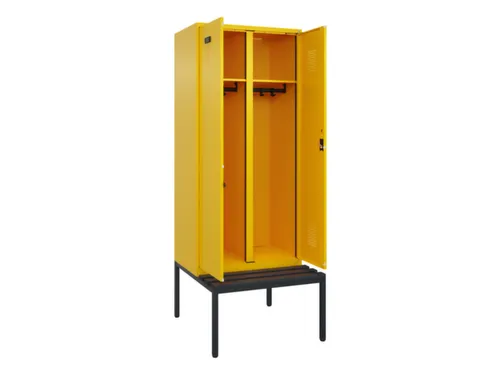 locker met bank,voor scheiding van kleding,HxBxD 2120x800x815mm,2vak