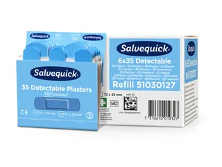 Pleisters Salvequick blauw detectabel refill 35 Stuks - 10