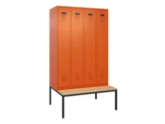 locker met bank,voor scheiding van kleding,HxBxD 2120x1200x815mm,4vak