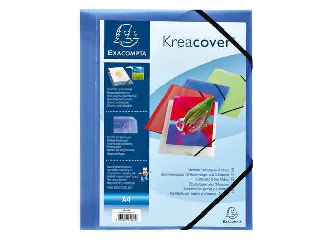 Elastomap Exacompta Kreacover A4 3 kleppen PP assorti