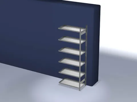 Inhaakstelling Aanbouwveld 2500x1000x500mm Vaklast 200kg 6legborden