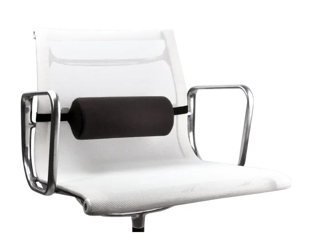 Ergonomische Rugsteun Onderrugkussen Rond 100mm Dik Foam Zwart