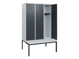 locker met bank,HxBxD 1950x1200x815mm,3vak,vak B 400mm,cil.-slot - 2