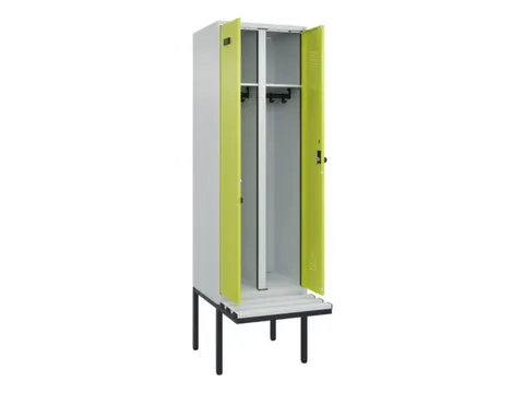 locker met bank,voor scheiding van kleding,HxBxD 2120x600x815mm,2vak