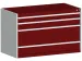 ladekast 800x1300x750mm 4laden zware lasten RAL7035 front RAL3004