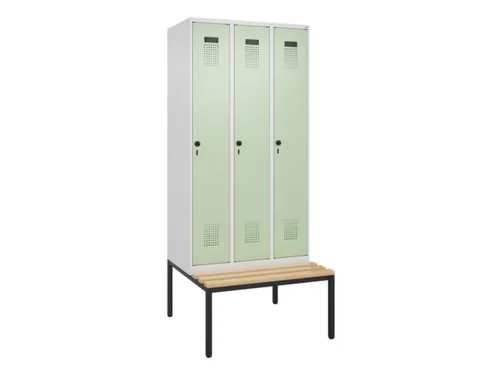 locker met bank,voor scheiding van kleding,HxBxD 2120x900x815mm,3vak