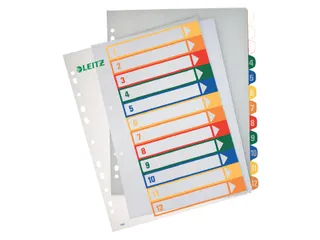 Tabblad Leitz WOW A4+ 11-gaats 1-12 PP assorti - 1
