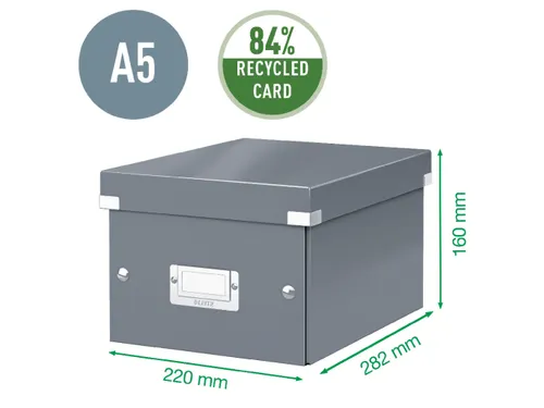 Opbergbox WOW Click & Store 220x160x282mm zwart 84% gerecycled karton