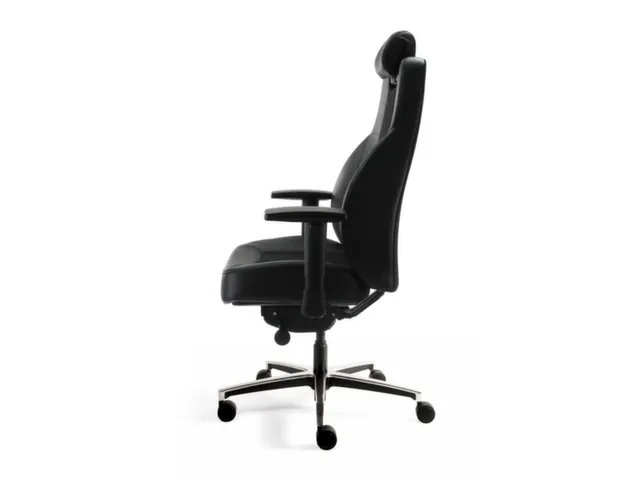 Chaise de bureau 24 heures Assise cuir/tissu Noir