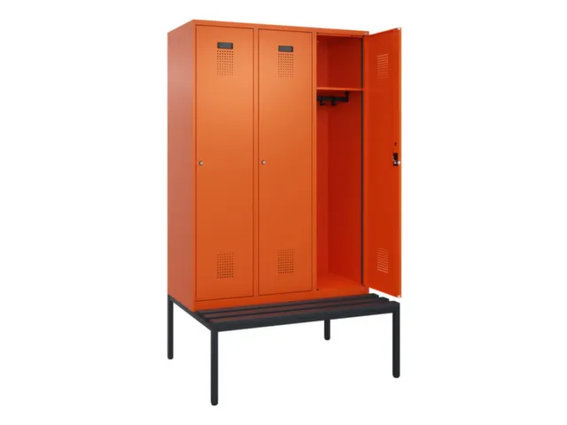 locker met bank,HxBxD 2120x1200x815mm,3vak,vak B 400mm,cilinderslot