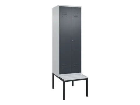 PBM-locker met bank,HxBxD 2120x600x815mm,2vak,vak B 300mm,cil.-slot