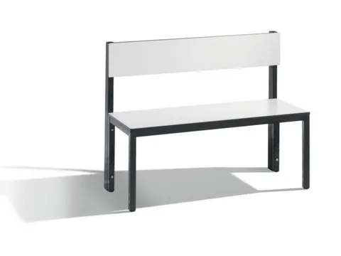 omkleedbank,HxLxD 796x1000x407mm,HPL wit,frame staal RAL7021,leuning