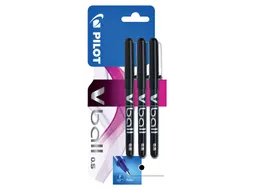 Rollerpen Pilot V-Ball 05 Fijne punt Zwart Blister à 3 stuks