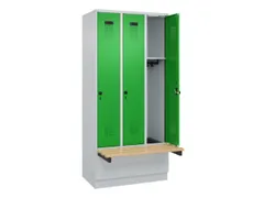 locker met bank,HxBxD 1950x900x815mm,3vak,vak B 300mm,draaigrendel