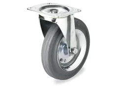 Zwenkwiel 100kg Rubberen Band Blauw/Grijs Staalplaat-Velg 125x37mm