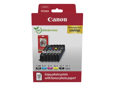 Inktcartridge Canon PGI-530 CLI531 2xzwart+4 kleur