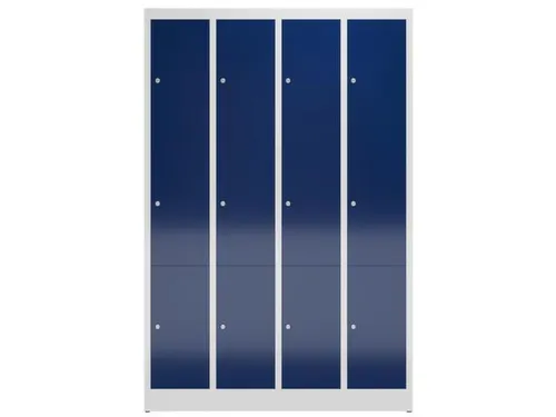 Lockerkast 1800x1185x500mm 4x3 vakken cilinderslot, sokkel, RAL5010