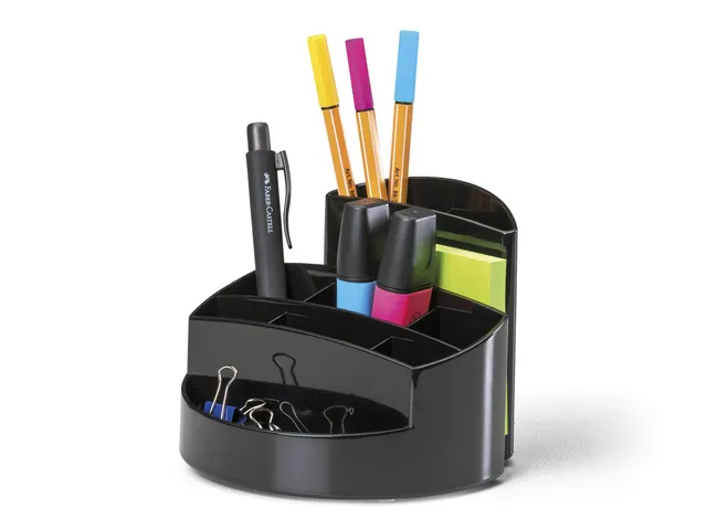 Pot à crayons HAN Rondo 9 compartiments haute brillance noir