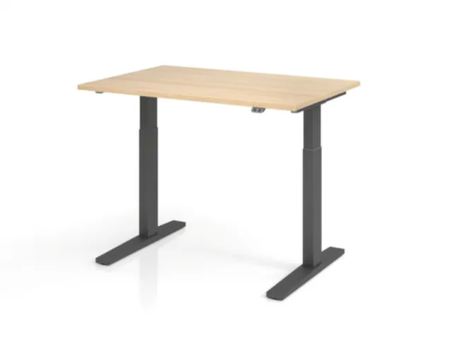 Bureau assis-debout électrique 700-1200x1200x800mm chêne/graphite