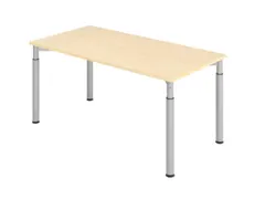 bureau,HxBxD 680-820x1600x800mm,blad esdoorn,4voeten zilverkleurig