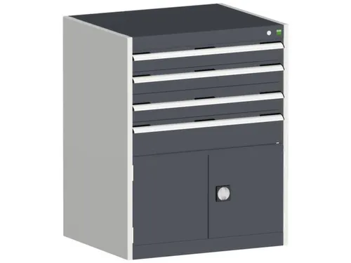 ladekast HxBxD 1000x800x650mm 4laden romp RAL7035 front RAL7016
