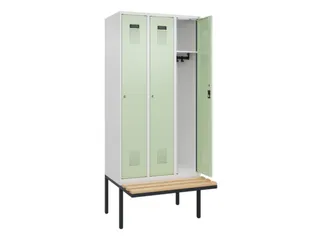 locker met bank,HxBxD 2120x900x815mm,3vak,vak B 300mm,cilinderslot - 1