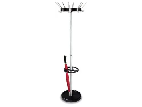 Kapstok 1800x500mm 8/16 Hoed- / Jashaken Aluminium-Zilver/Zwart