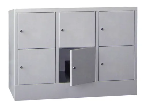 lockerkast,HxBxD 855x1200x500mm,3x2vakken,RAL7035,front RAL3000