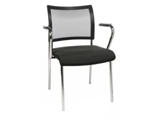 Bezoekersstoel Armleuningen Zwart Stof Rugleuning Netbekleding Zwart - 1