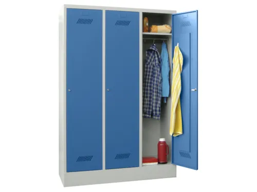 lockerkast,HxBxD 1850x1200x500mm,3vak,RAL7035,front RAL5012