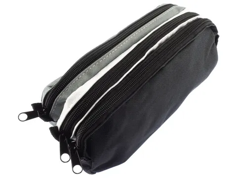 Etui Kangaro 3 vaks zwart/wit/grijs ca 25x9x11cm