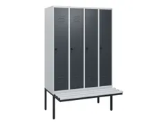 locker met bank,HxBxD 1950x1200x815mm,4vak,vak B 300mm,draaigrendel