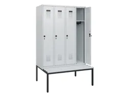 locker met bank,HxBxD 1950x1200x815mm,4vak,vak B 300mm,draaigrendel