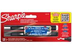 Viltstift Sharpie Creatieve marker zwart wit blister à 2 stuks