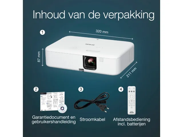 CO-FH02 Smart Full HD-projector, 3000 lumen, scherm van maximaal 391 i