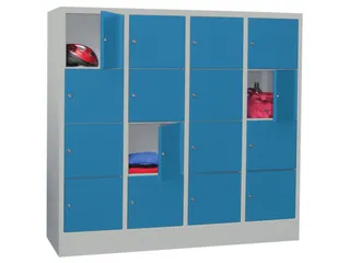 lockerkast,HxBxD 1518x1600x500mm,4x4vakken,RAL7035,front RAL5012 - 2