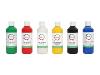 Plakkaatverf Qrea set à 6 standaard kleuren 250ml - 2