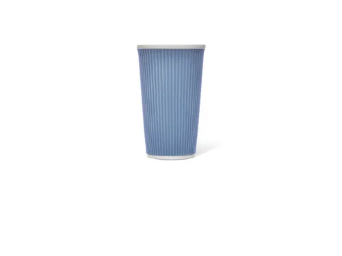 Beker porselein Les Artistes Paris 450ml met siliconen grip ribbel Blu