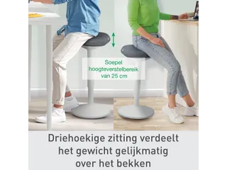 Ergo actieve zit/sta kruk met comfortzitting en gasveer 57-82cm grijs - 17