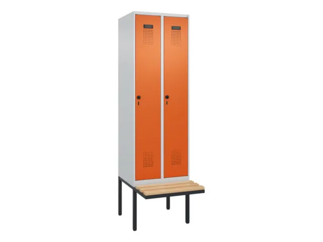 locker met bank,voor scheiding van kleding,HxBxD 2120x600x815mm,2vak