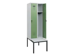locker met bank,HxBxD 1950x600x815mm,2vak,vak B 300mm,draaigrendel