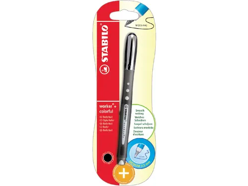 Rollerpen Stabilo Worker Colorful zwart blister 0.5mm