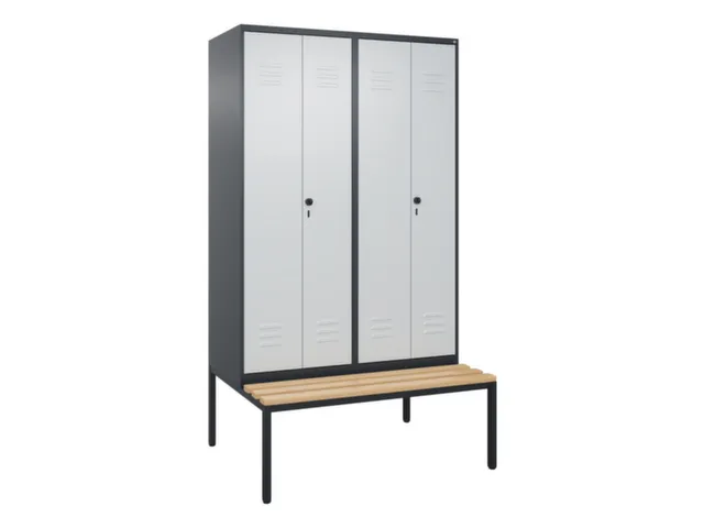 PBM-locker met bank,HxBxD 2120x1200x815mm,4vak,vak B 300mm