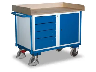 Tafel- En Kastwagen 400kg Laadvl. Lxb 1125x625mm 1 Kast 4 Laden Ral501 - 2
