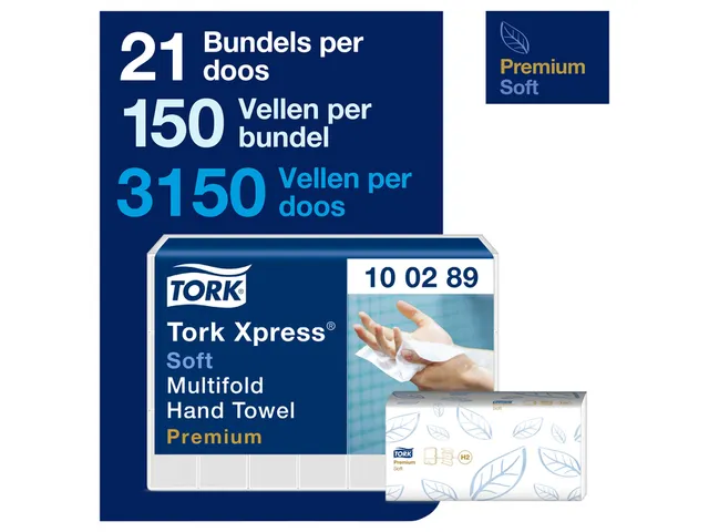 Tork 100289 Xpress Handdoek Premium H2 I-vouw Soft 2-laags 21x150st